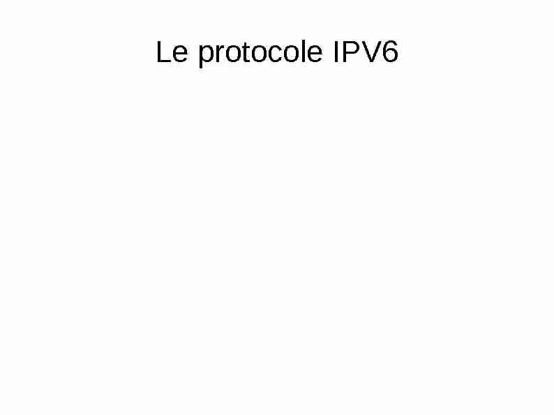 Le protocole IPV6