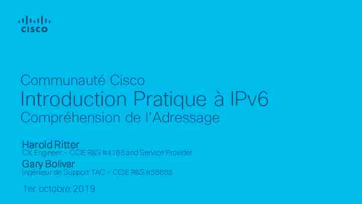 Communauté Cisco - Introduction Pratique à IPv6