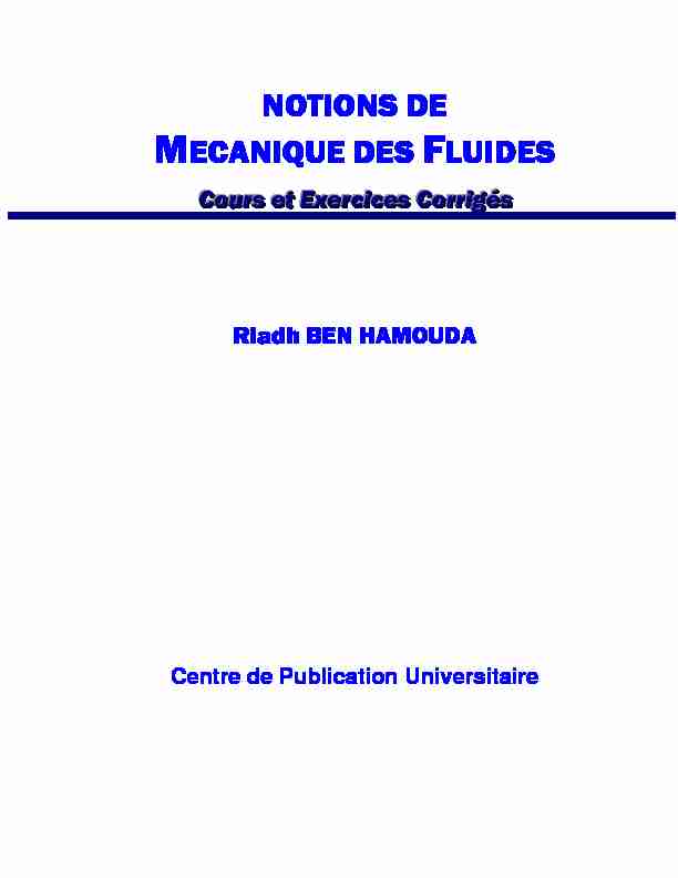 NOTIONS DE MECANIQUE DES FLUIDES