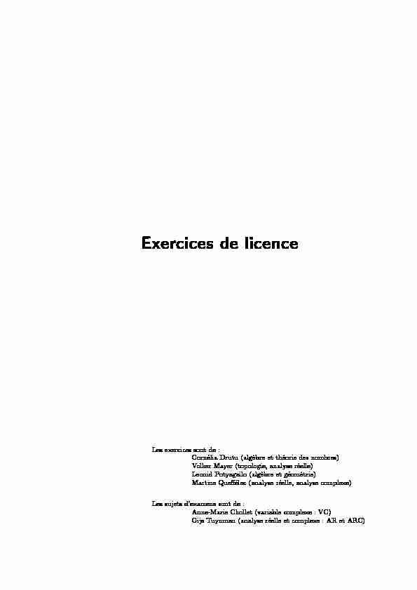 Exercices de licence - univ-lillefr
