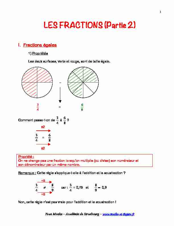 LES FRACTIONS (Partie 2) - maths et tiques