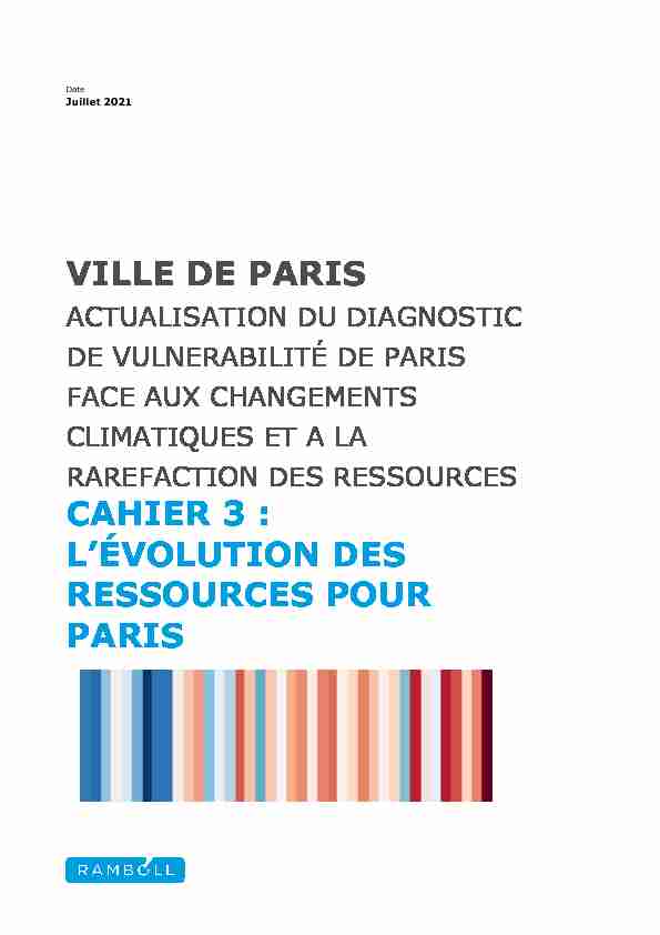 VILLE DE PARIS CAHIER 3 : LÉVOLUTION DES RESSOURCES