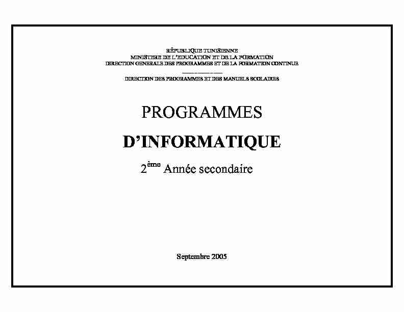[PDF] Programmes dinformatique de 2e année secondaire - Epi asso