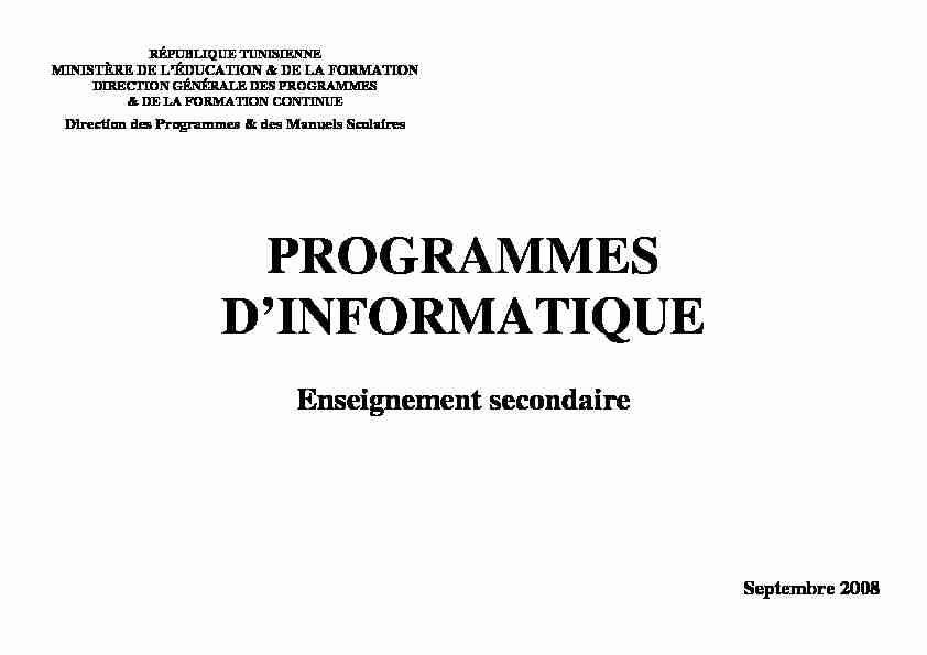 [PDF] PROGRAMMES DINFORMATIQUE - Kitebnet