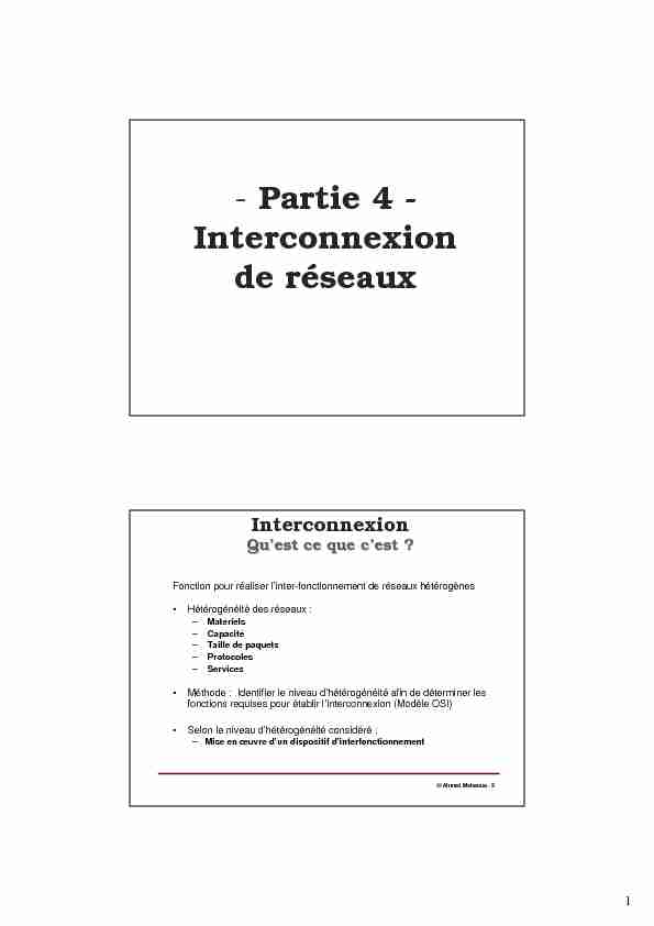 [PDF] - Partie 4 - Interconnexion de réseaux
