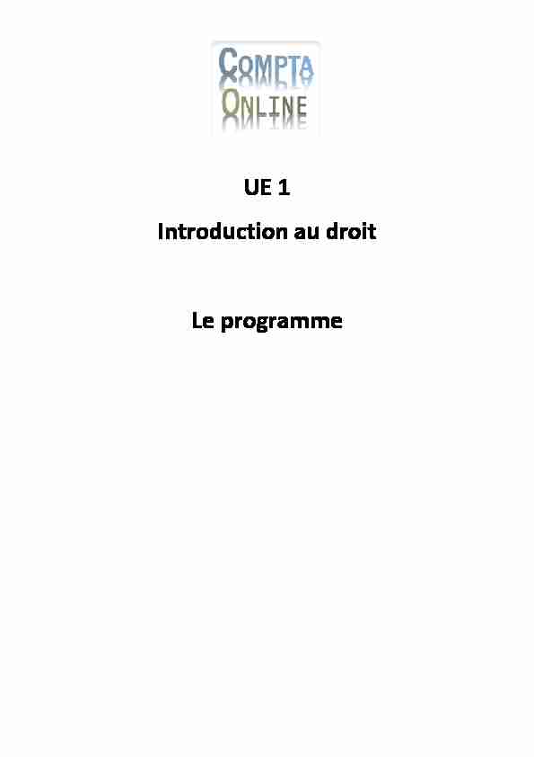 [PDF] UE 1 Introduction au droit Le programme - Compta Online
