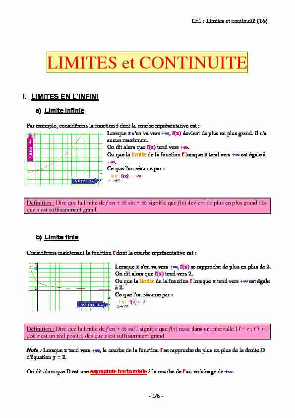 [PDF] LIMITES et CONTINUITE