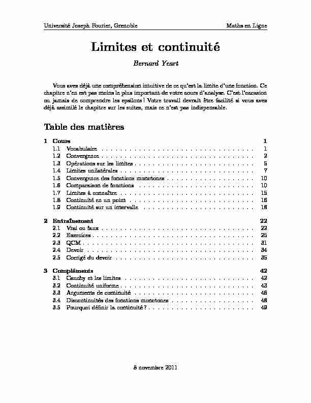 [PDF] Limites et continuité