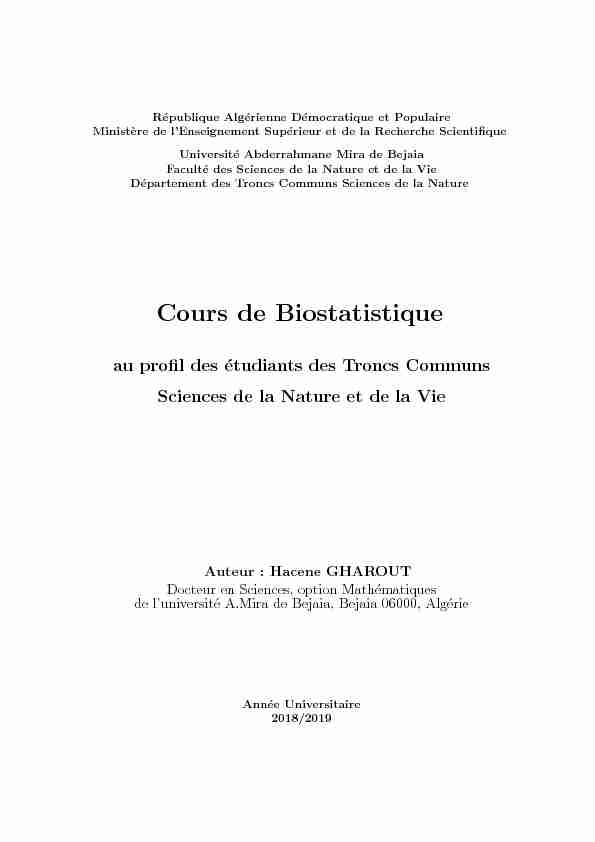 [PDF] Cours de Biostatistique