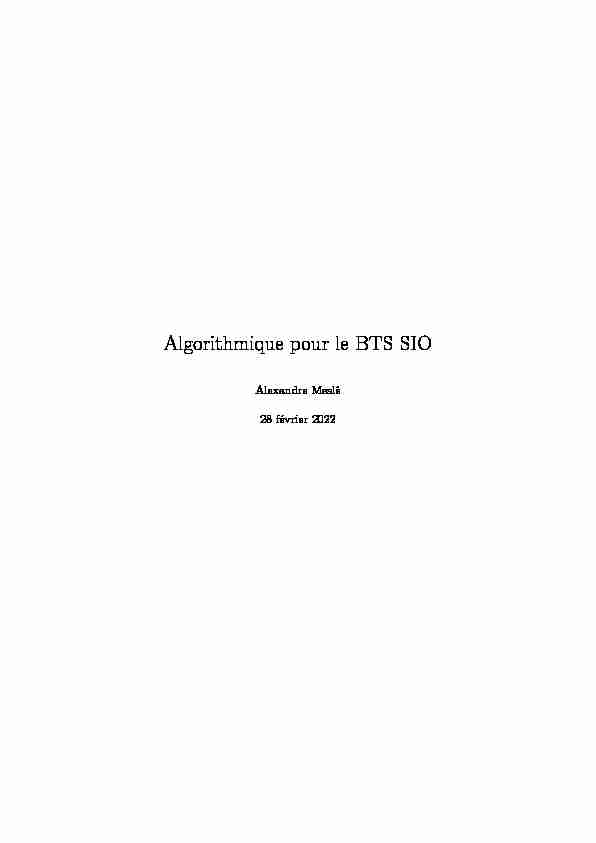 [PDF] Algorithmique pour le BTS SIO - Enseignement – Alexandre Meslé