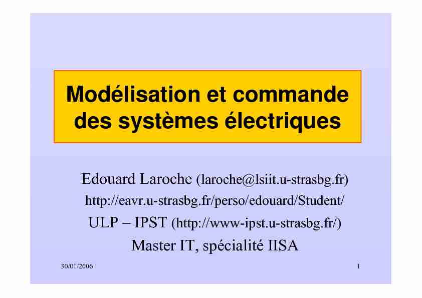 [PDF] Modélisation et commande des systèmes électriques