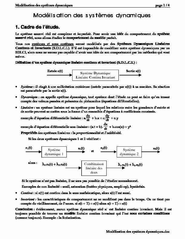 [PDF] Modélisation des systèmes dynamiques