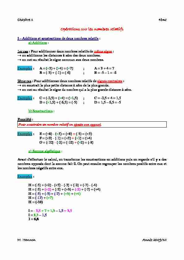 [PDF] 4- Chapitre 1 - Opérations sur les nombres relatifs