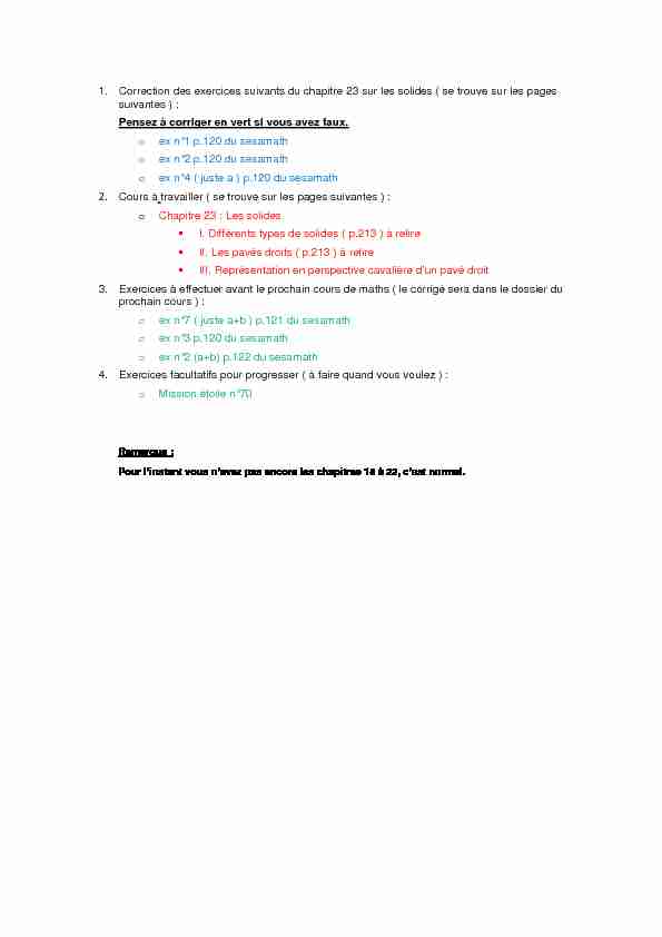 [PDF] 1 Correction des exercices suivants du chapitre 23 sur les solides