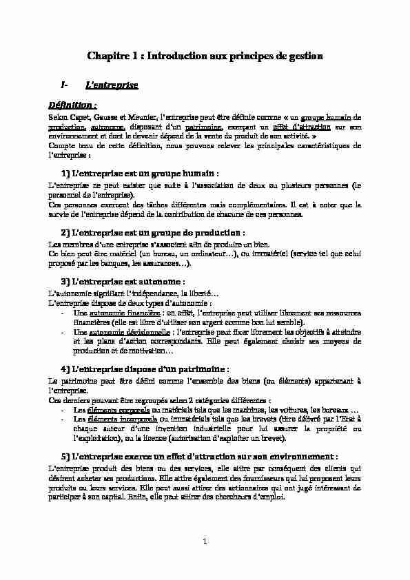 [PDF] Chapitre 1 : Introduction aux principes de gestion - ESEN