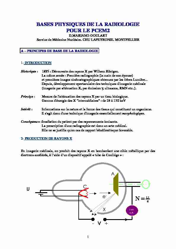 [PDF] BASES PHYSIQUES DE LA RADIOLOGIE POUR LE PCEM2