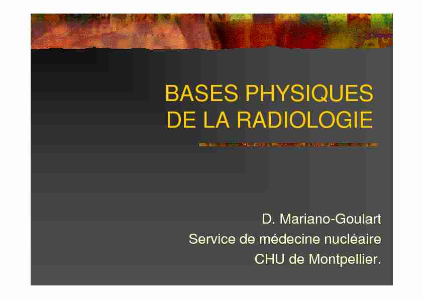 [PDF] BASES PHYSIQUES DE LA RADIOLOGIE - Biophysique et