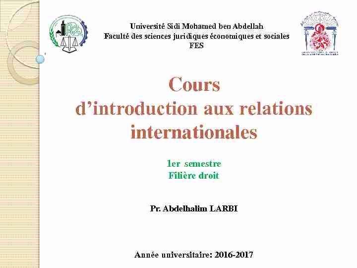 [PDF] Introduction aux relations internationales - Faculté des Sciences