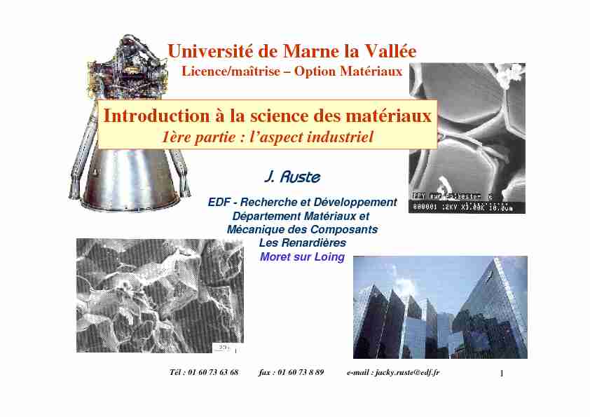 [PDF] Introduction à la science des matériaux Université de  - Jacky Ruste