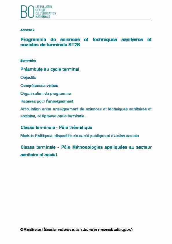 [PDF] Programme de sciences et techniques sanitaires et sociales de
