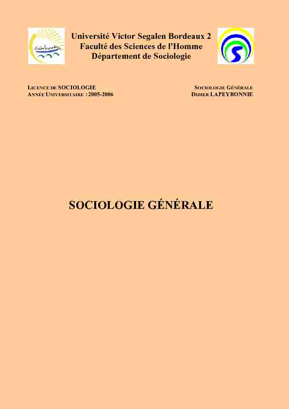 [PDF] SOCIOLOGIE GÉNÉRALE - Cours-univfr