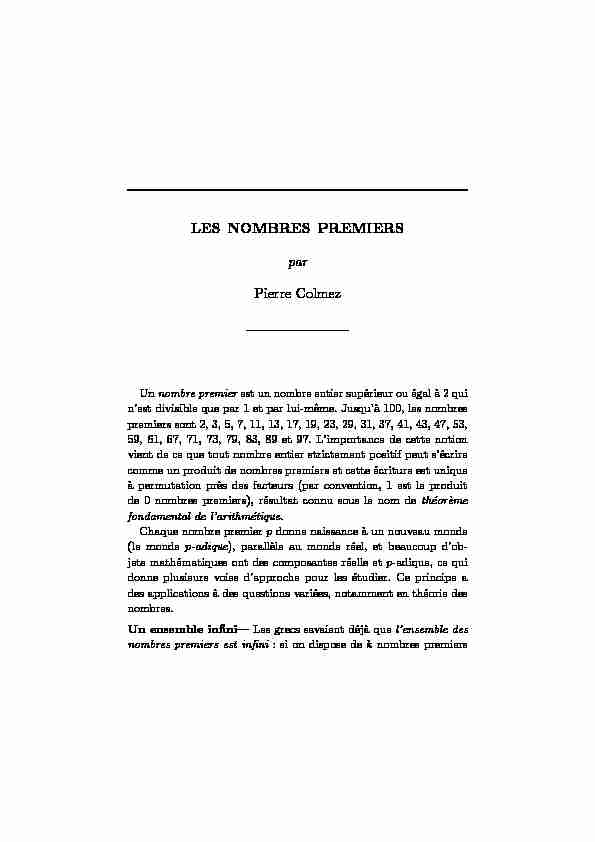 [PDF] Nombres premiers - Labomath
