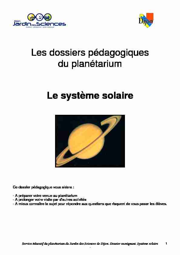 [PDF] Les dossiers pédagogiques du planétarium Le système solaire