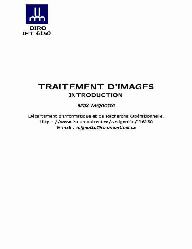 [PDF] Département dinformatique et de - TRAITEMENT DIMAGES