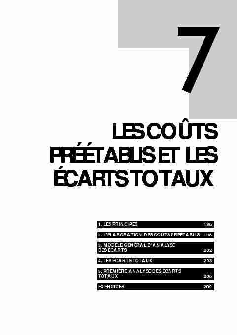 [PDF] LES COÛTS PRÉÉTABLIS ET LES ÉCARTS TOTAUX