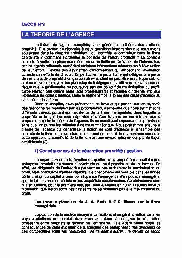 [PDF] LA THEORIE DE LAGENCE
