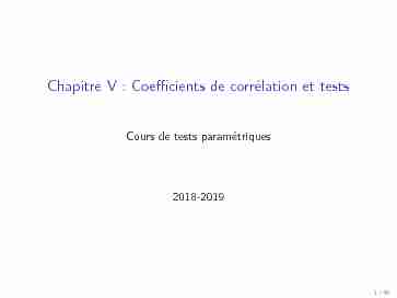 Chapitre V : Coefficients de corrélation et tests