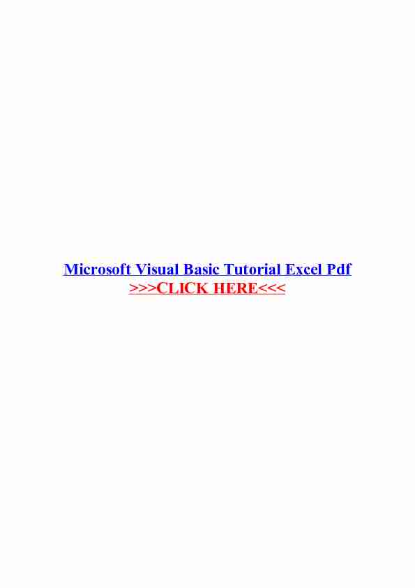 Microsoft Visual Basic Tutorial Excel Pdf - PDFCOFFEE.COM