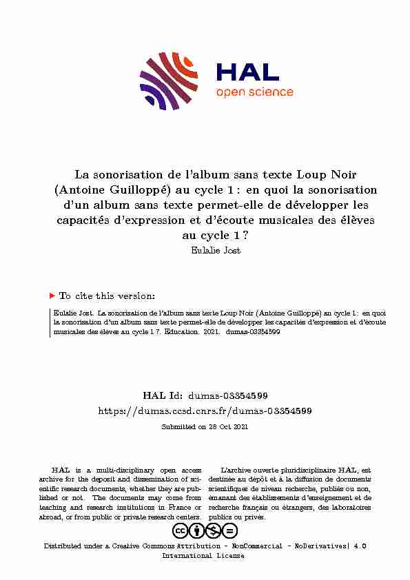 [PDF] La sonorisation de lalbum sans texte Loup Noir - DUMAS