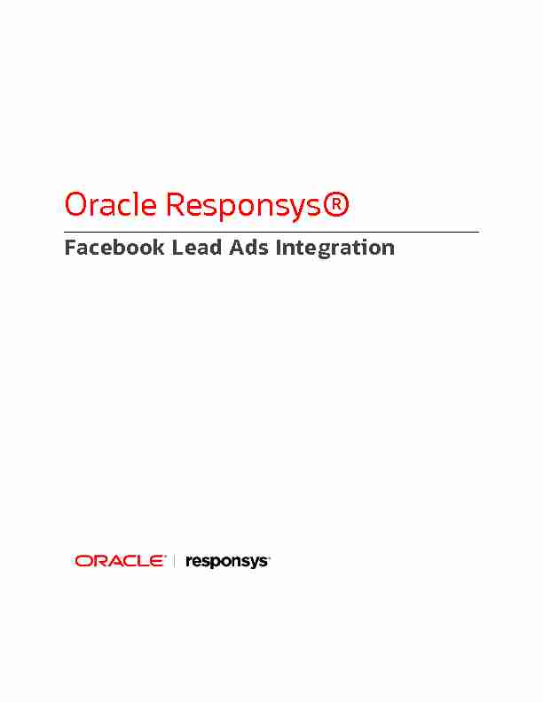 Oracle Responsys® - Facebook Lead Ads Integration