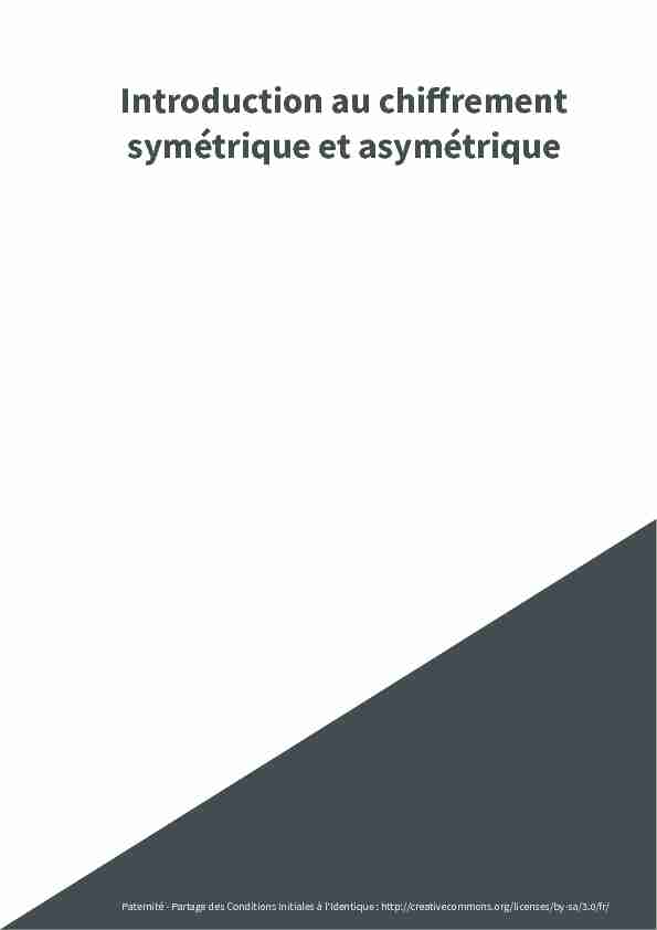 Introduction au chiffrement symétrique et asymétrique