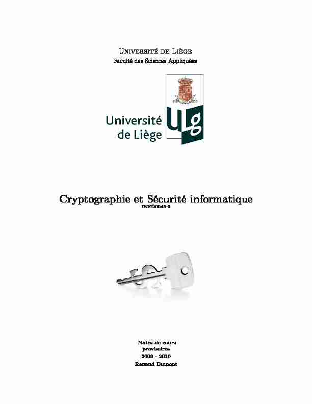[PDF] Cryptographie et Sécurité informatique - X-Files