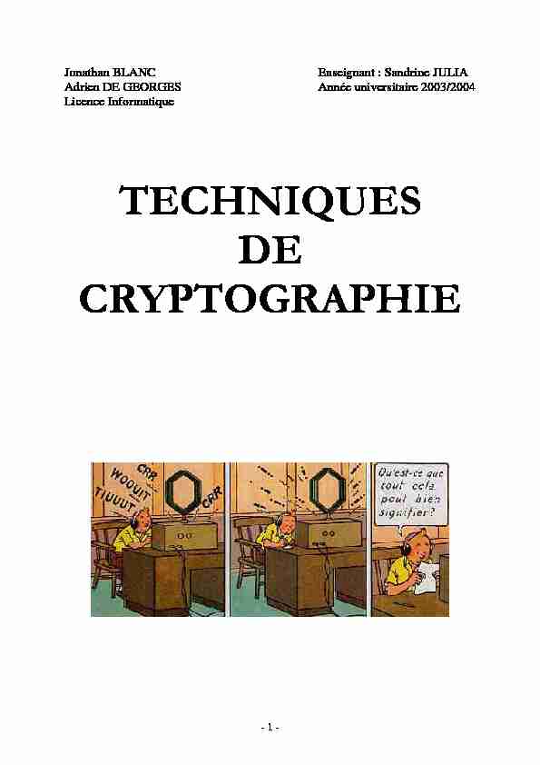 [PDF] TECHNIQUES DE CRYPTOGRAPHIE