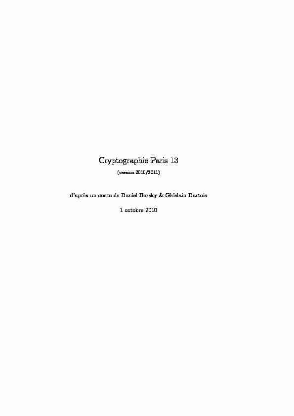 [PDF] Cryptographie Paris 13 - Mathématiques
