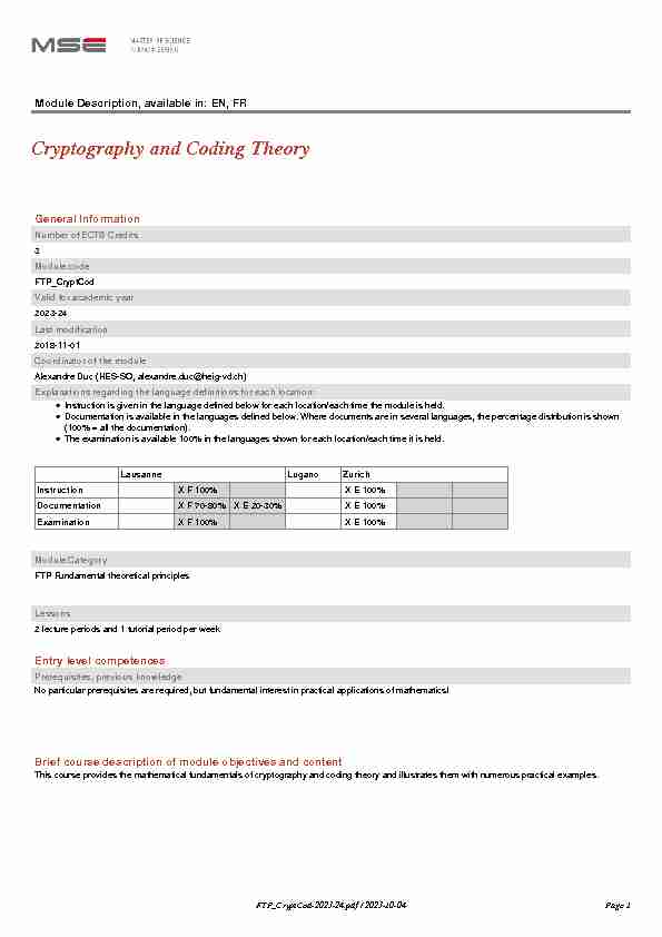 Module Description: FTP_CryptCod / 2023-24