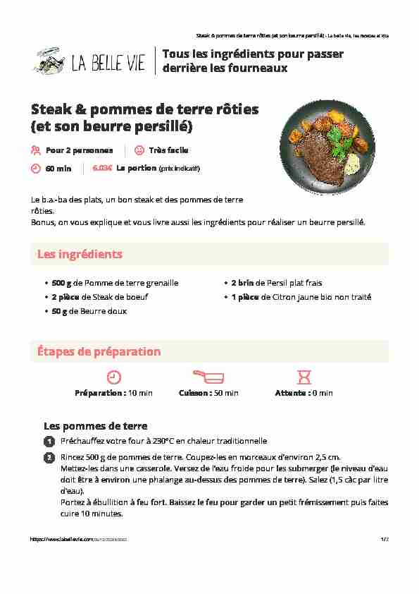 [PDF] Steak & pommes de terre rôties (et son beurre persillé) - La belle vie
