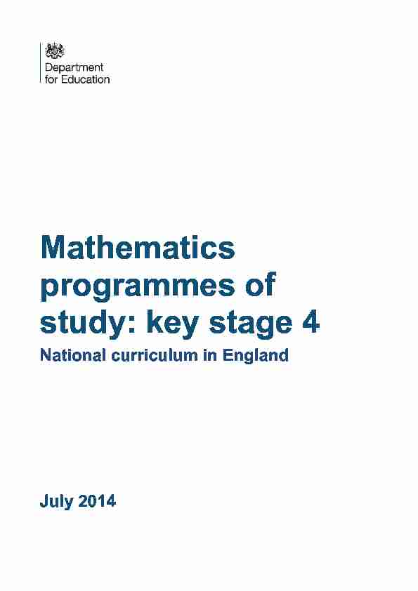 Mathematics programmes of study: key stage 4 - GOV.UK
