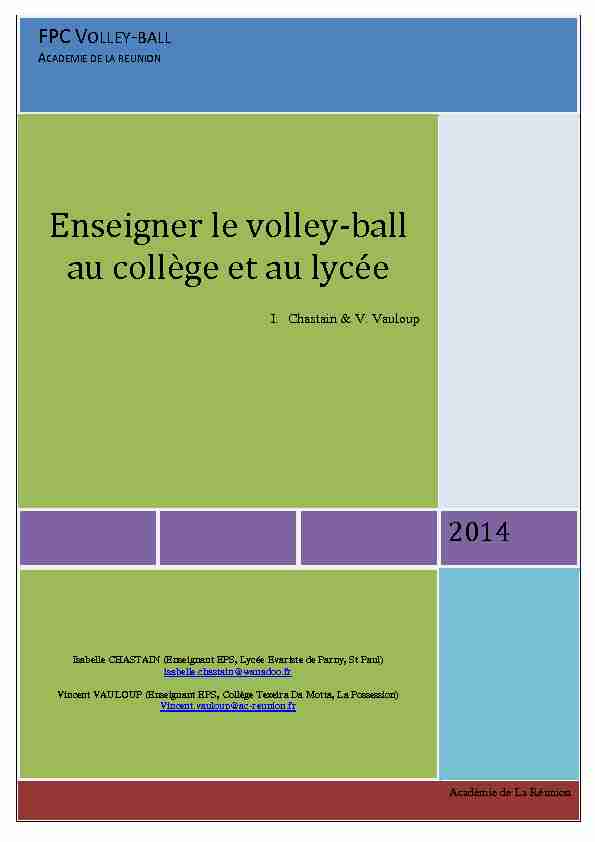 [PDF] Enseigner le volley-ball au collège et au lycée - Académie de La