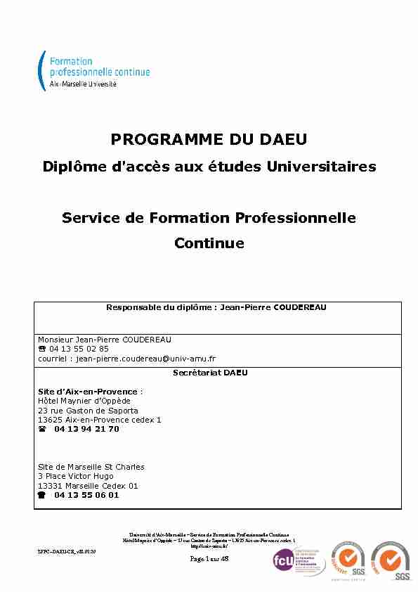 [PDF] PROGRAMME DU DAEU - Aix-Marseille Université