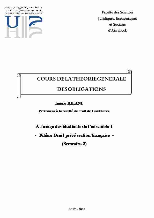[PDF] COURS DE LA THEORIE GENERALE DES OBLIGATIONS - fdcma