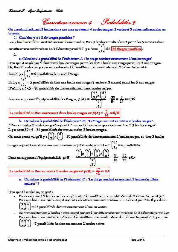 [PDF] Correction exercice 4 – Probabilités 2 - Free