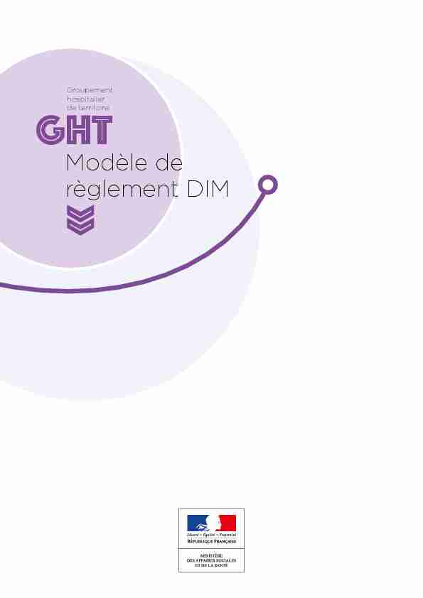 GHT - Modèle de règlement DIM