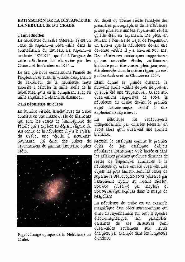 [PDF] ESTIMATION DE LA DISTANCE DE LA NEBULEUSE DU CRABE 1