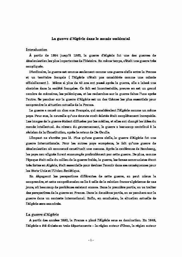 [PDF] Introduction La guerre dAlgérie