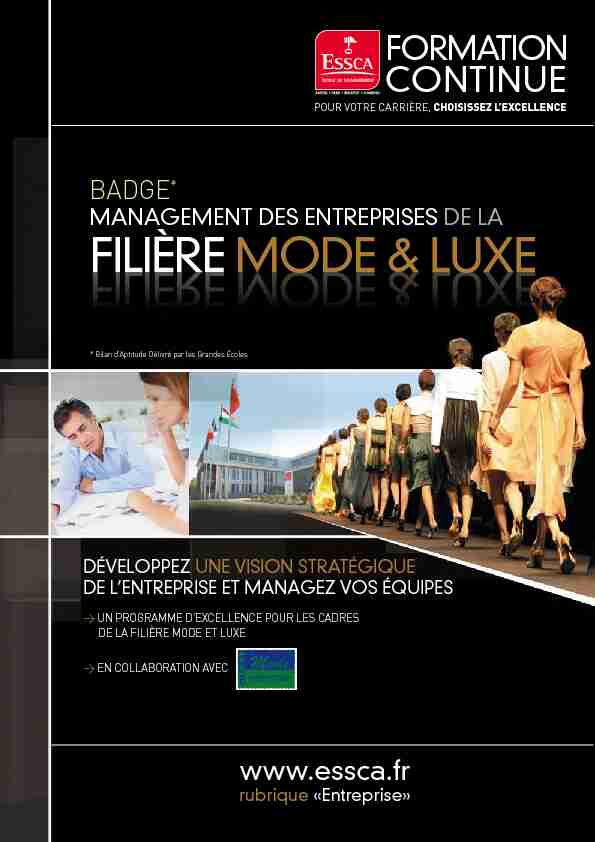 [PDF] filière Mode & luxe - ESSCA