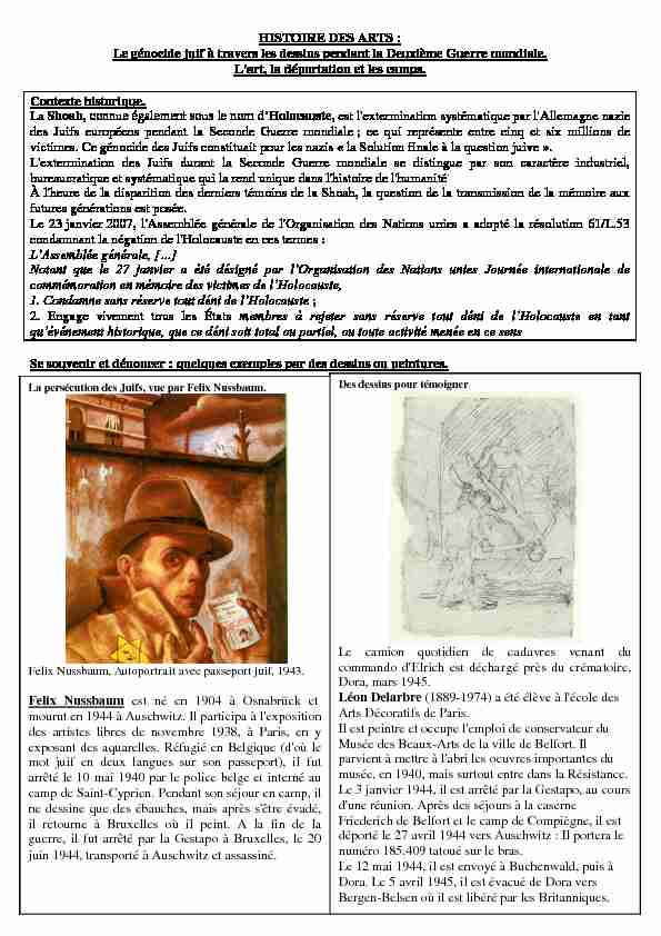 [PDF] HISTOIRE DES ARTS : LE DEVOIR DE MÉMOIRE